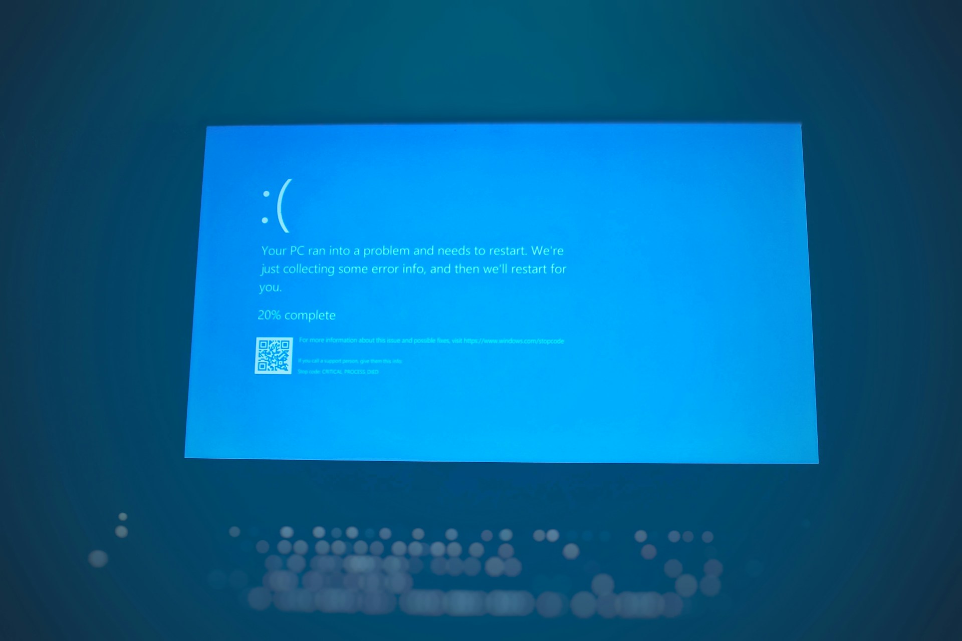 A photo of a 'blue screen of death' from MS Windows.   Photo by Joshua Hoehne on Unsplash.