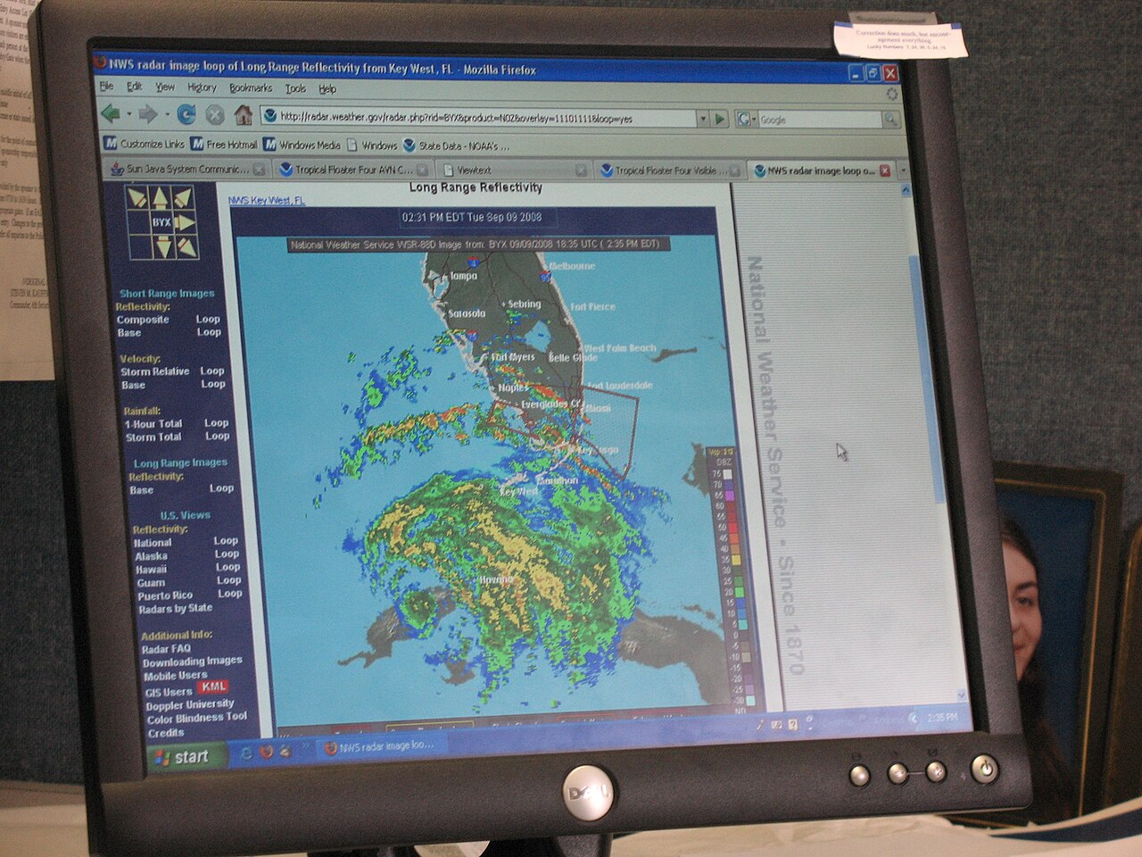 A computer screen with a weather map on it. Image credit: fly01007 via NOAA Photo Library.